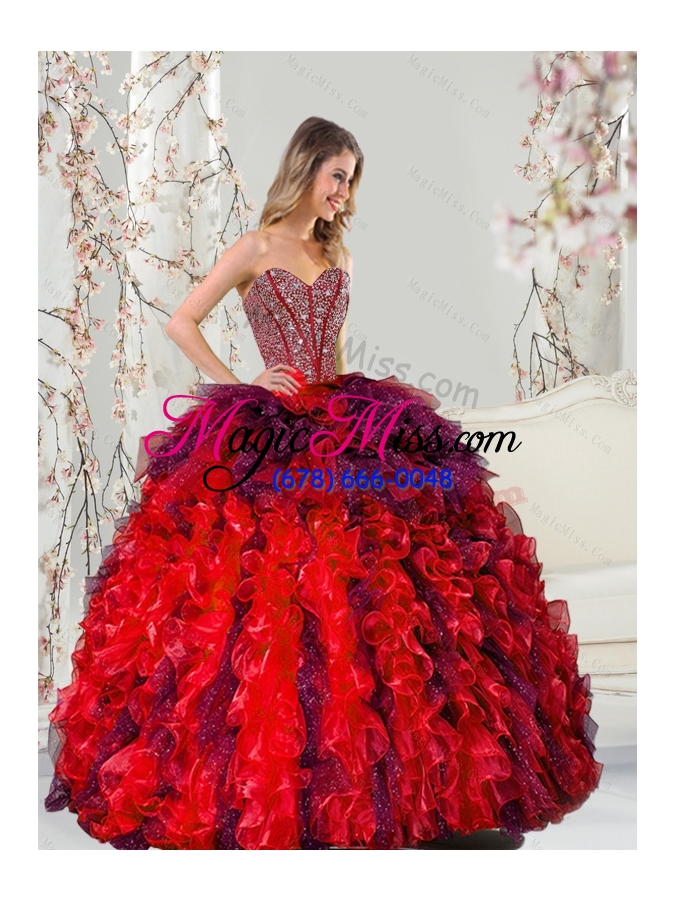 wholesale detachable beading and ruffles multi-color quince dresses for 2015