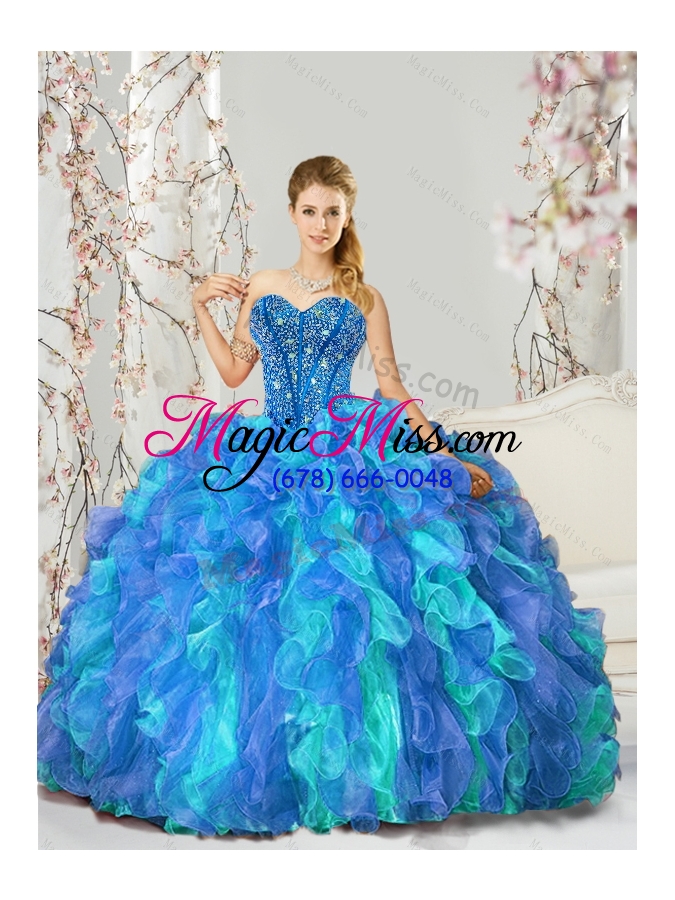 wholesale new style and detachable beading and ruffles multi-color quinceanera dresses for 2015