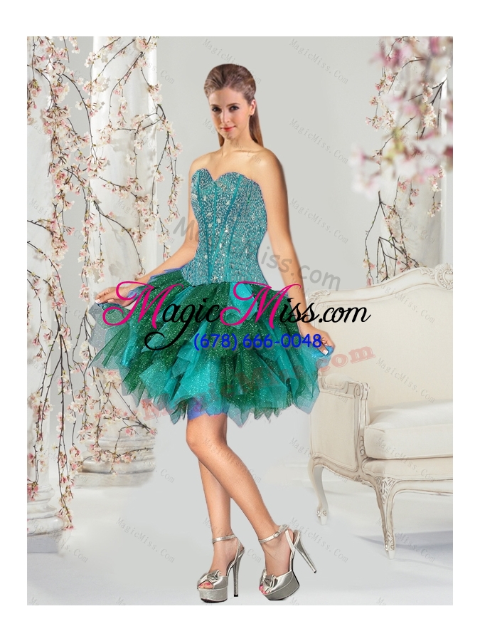 wholesale detachable and new style multi color beading and ruffles sweet 15 dresses for 2015