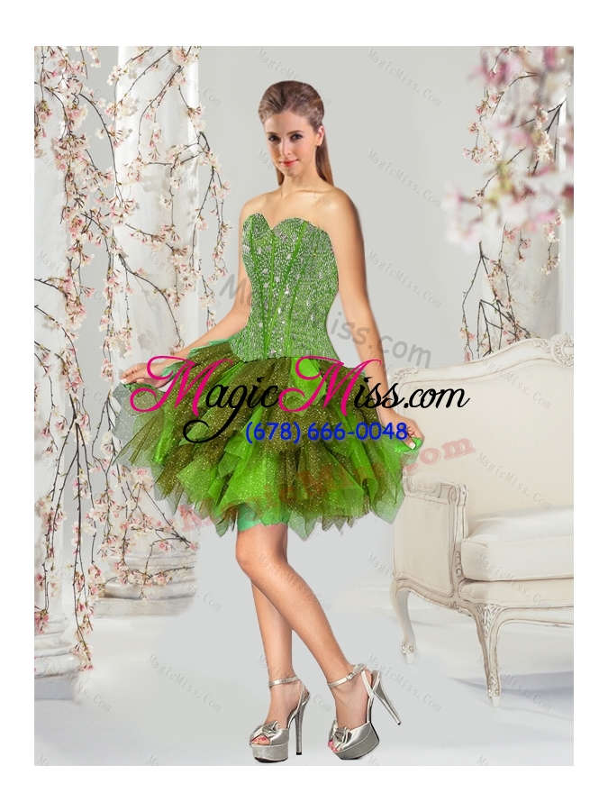 wholesale detachable beading and ruffles multi color  sweet fifteen dresses