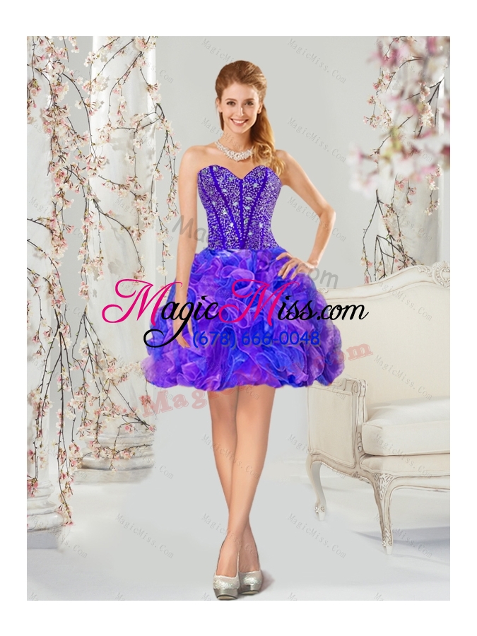 wholesale detachable and luxurious beading and ruffles wholesale quinceanera dresses in purple and blue for 2015