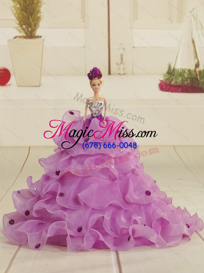 wholesale detachable and luxurious beading and ruffles wholesale quinceanera dresses in purple and blue for 2015