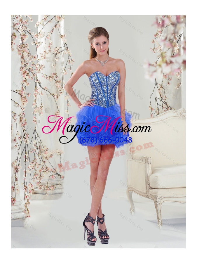 wholesale detachable and most popular royal blue quinceanera dresses with beading and ruffles for 2015 spring