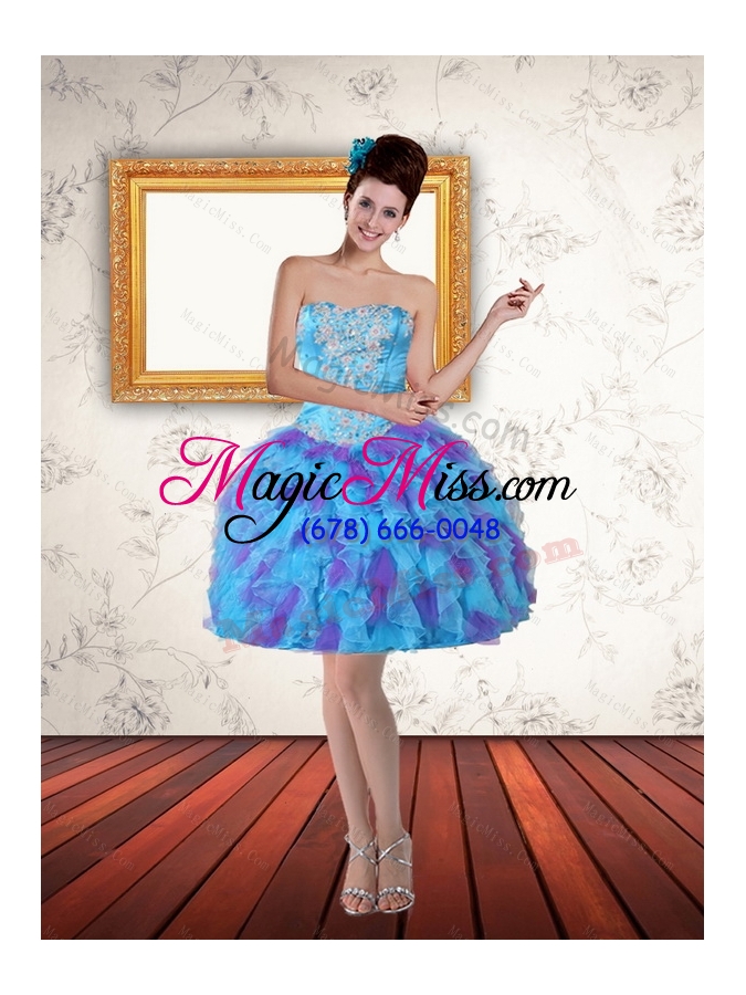 wholesale beautiful sweetheart high low ruffles prom dresses in multi color