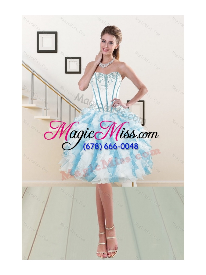 wholesale 2015 most popular sweetheart prom gown with appliques and ruffles
