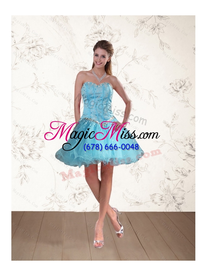 wholesale baby blue sweetheart high low prom dresses with ruffles and beading