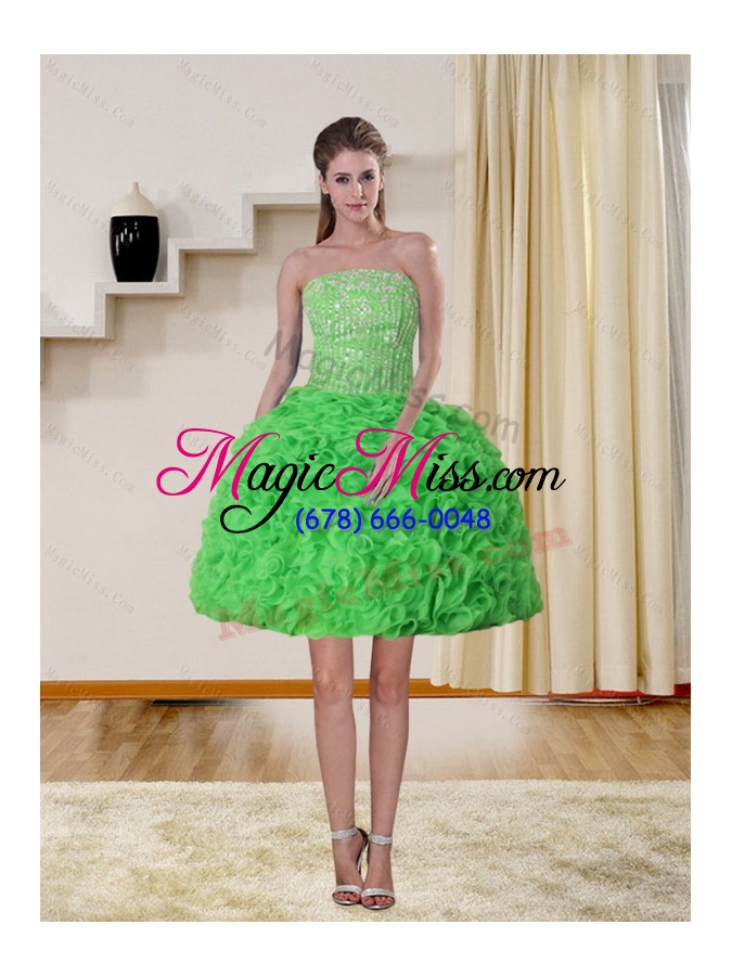 wholesale 2015 beautiful spring green high low prom dresses with beading