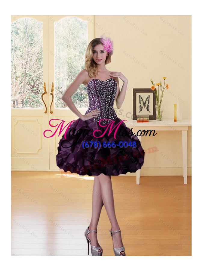 wholesale high low burgundy prom dress with ruffled layers and beading