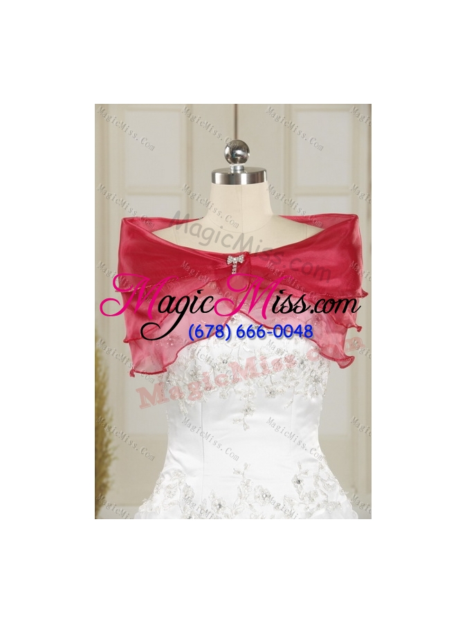 wholesale 2015 elegant red strapless quinceanera dress with ruffles and beading