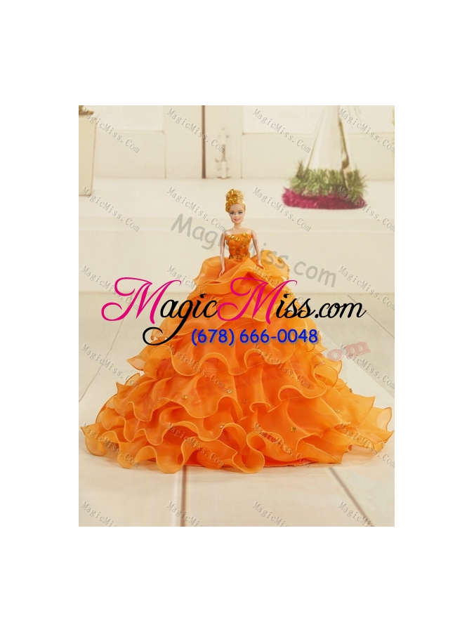wholesale sweetheart quinceanera dress with beading and ruffles in yellow