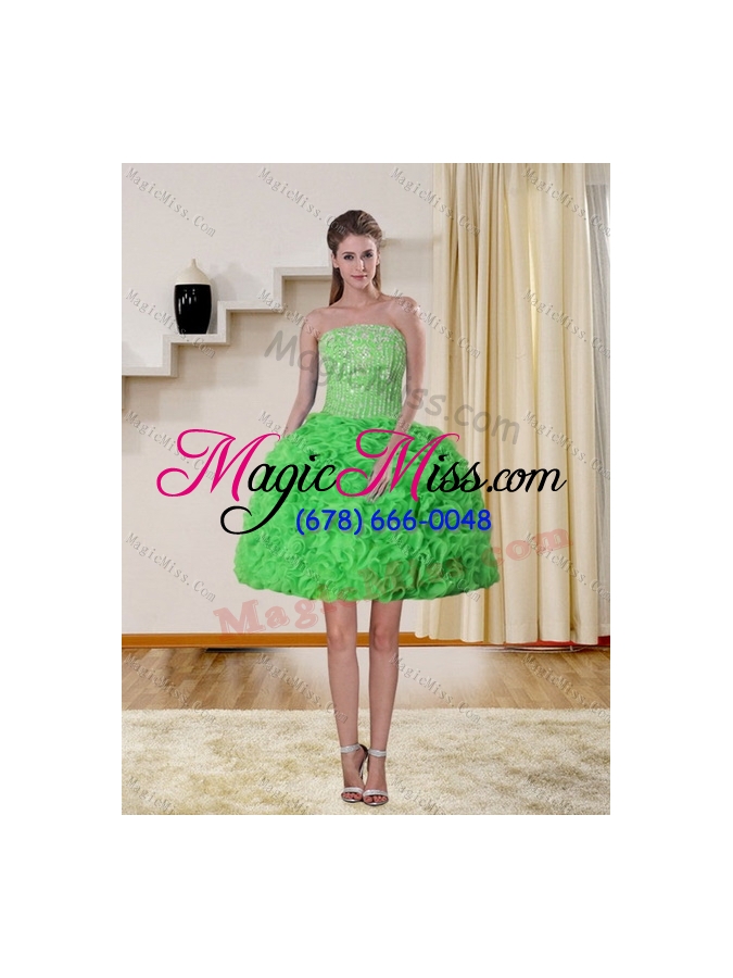 wholesale spring green strapless quinceanera dress with beading and ruffles for 2015