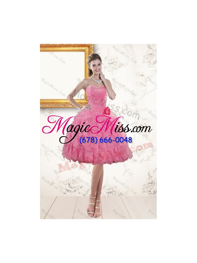 wholesale 2015 pretty baby pink quince dresses with beading and ruffles