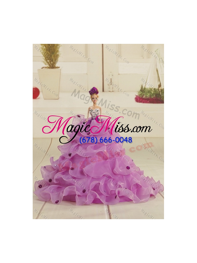 wholesale 2015 pretty baby pink quince dresses with beading and ruffles