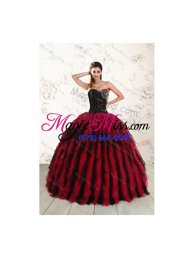 wholesale 2015 flirting multi color sweetheart sweet 16 dresses with ruffles and beading