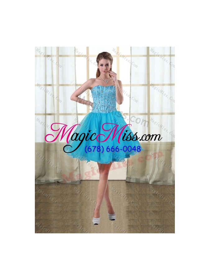 wholesale gorgeous detachable baby blue strapless new style quinceanera dress with beading