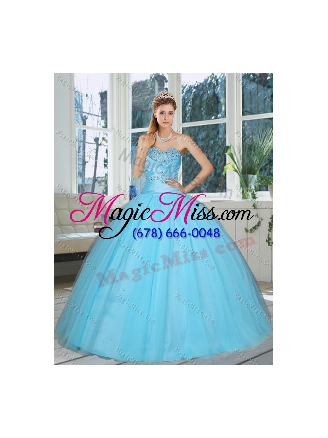 wholesale 2015 detachable sweetheart baby blue quinceanera dress with beading