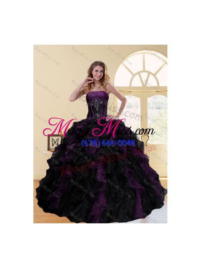 wholesale gorgeous 2015 strapless multi color ruffled quinceanera dresses with beading