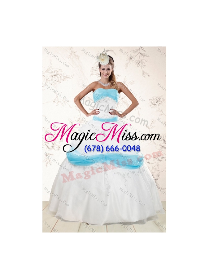 wholesale 2015 and detachable strapless floor length appliques quince dresses