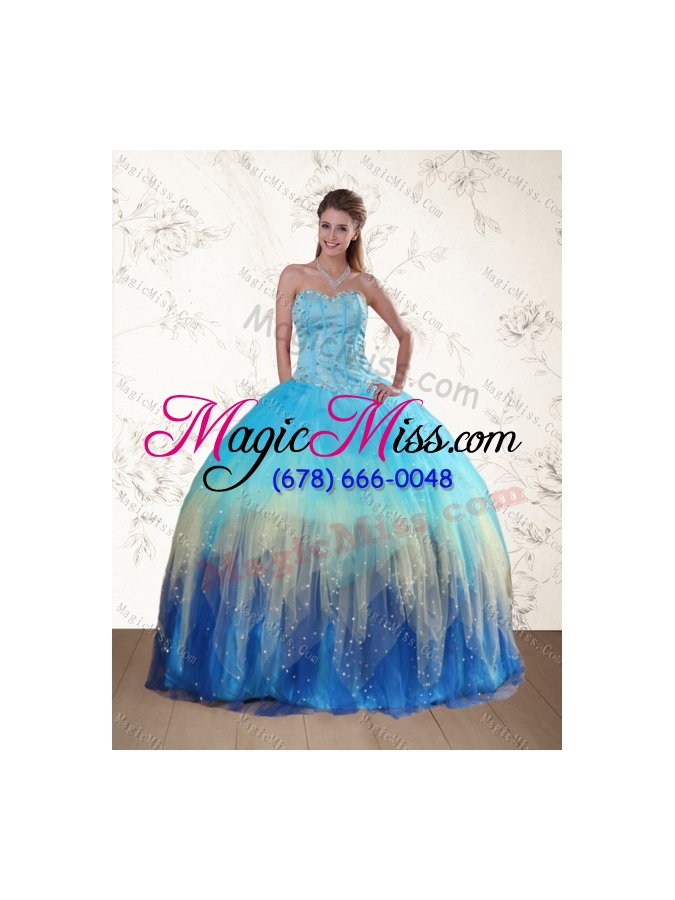 wholesale multi color sweetheart quinceanera dress with ruffles and beading