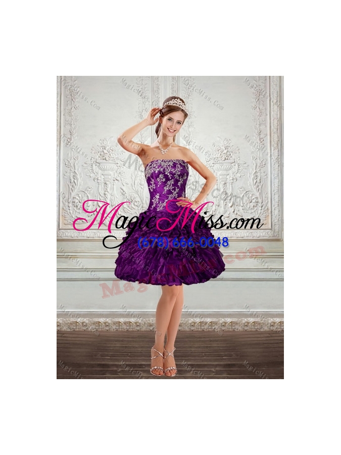 wholesale 2015 strapless sweet fifteen dresses with embroidery and ruffles