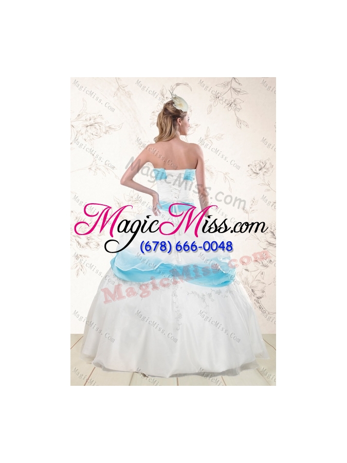 wholesale 2015 new style strapless floor length sweet 16 quinceanera dresses with appliques