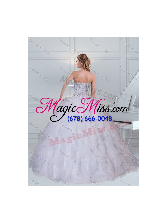 wholesale detachable sweetheart white quinceanera dress with ruffles and beading