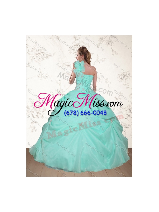 wholesale pretty beading and appliques sweet fifteen dresses for quince in apple green