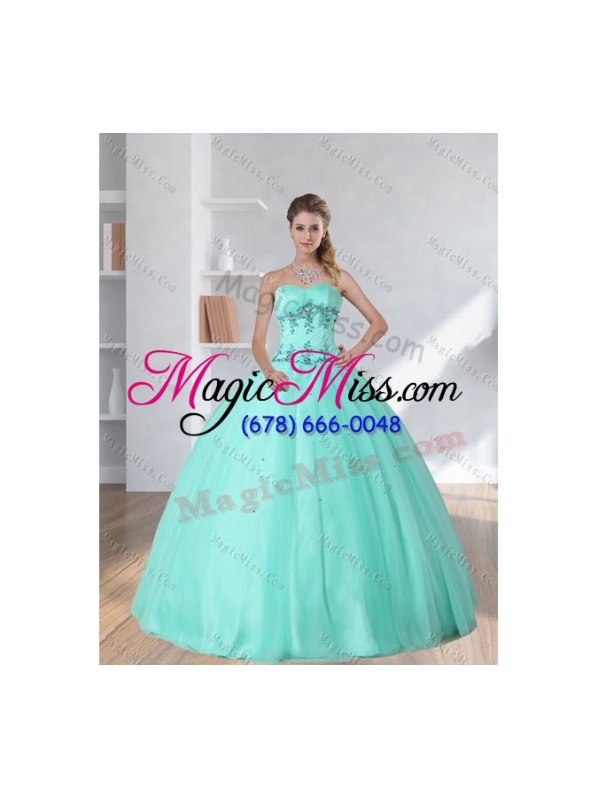 wholesale perfect apple green quince dress with appliques and beading