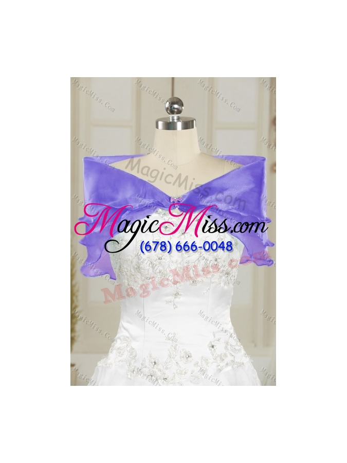 wholesale 2015 elegant and detachable appliques and ruffles quinceanera dresses in multi color