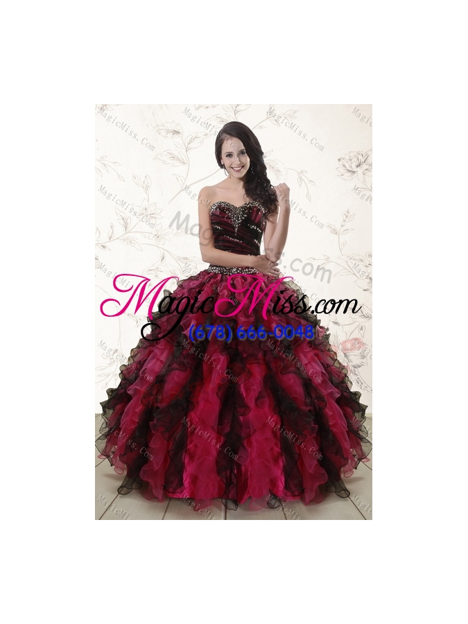 wholesale multi color sweetheart sweet 15 dresses with ruffles and beading for 2015