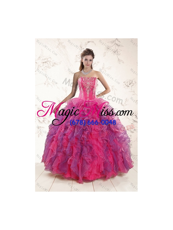 wholesale 2015 beautiful multi color sweet 16 dresses with appliques and ruffles