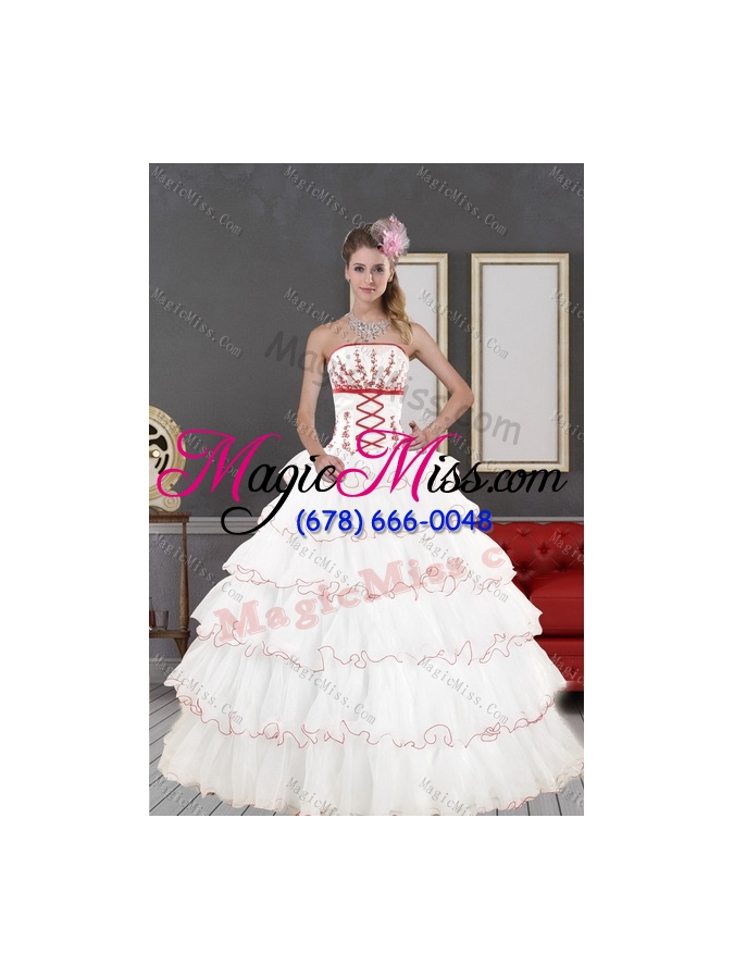 wholesale 2015 customer made white quince dresses with appliques and ruffled layers