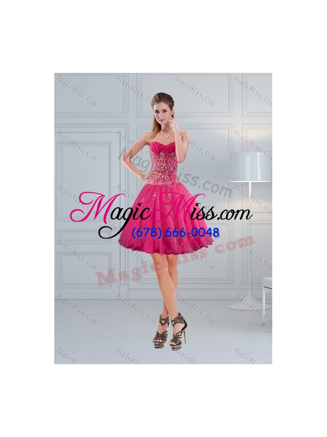 wholesale sweetheart hot pink quinceanera dress with appliques and beading