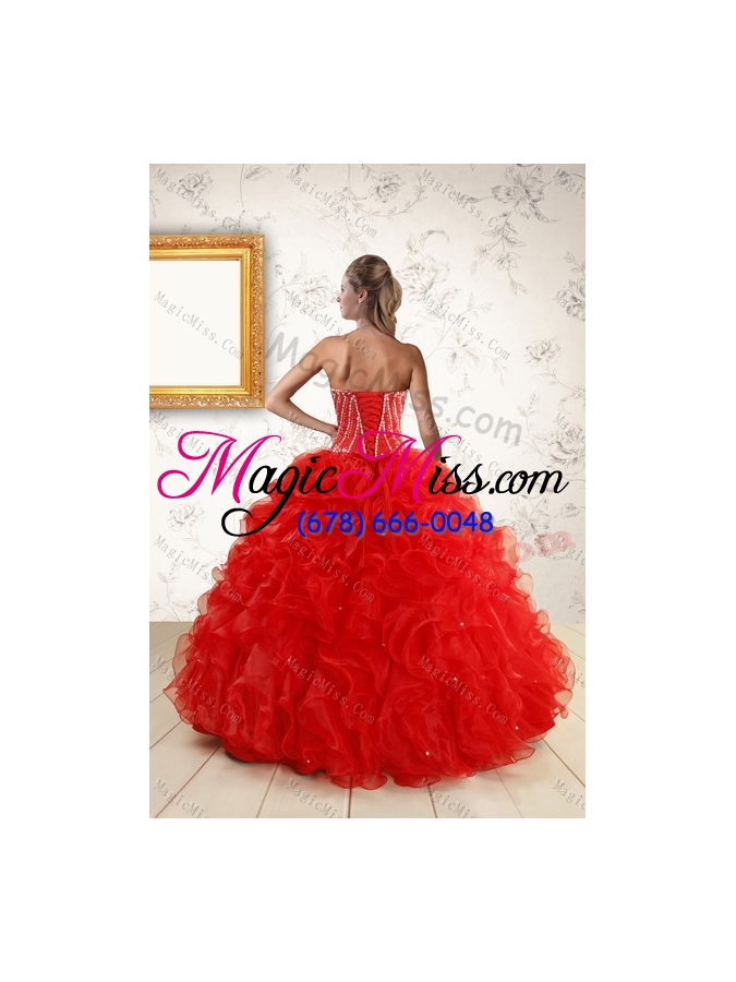 wholesale 2015 fashionable new style quince dresses with beading and ruffles