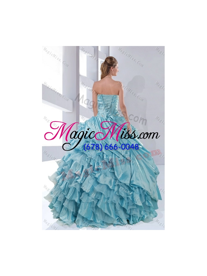 wholesale luxurious sweetheart beading aqua blue quinceanera dresses in taffeta for 2015