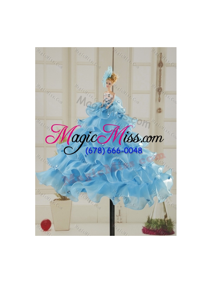 wholesale 2015 strapless multi color quinceanera dress with beading and ruffles