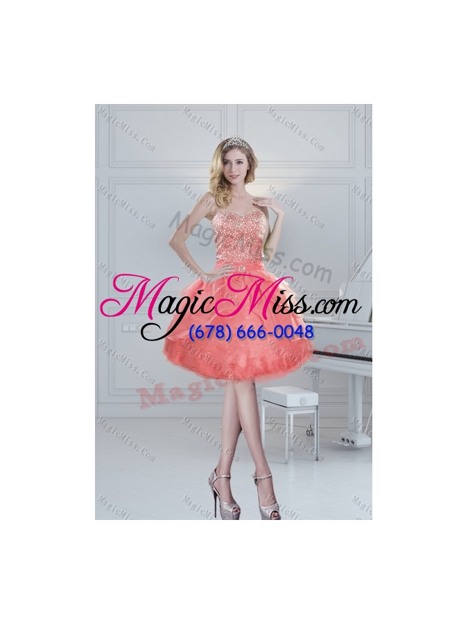 wholesale 2015 new style and detachable beading quinceanera dresses in watermelon