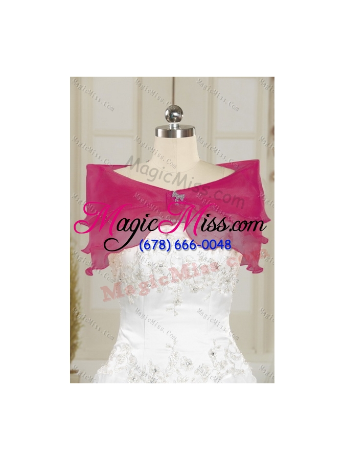 wholesale fashionable 2015 strapless hot pink quinceanera dresses with beading and lace