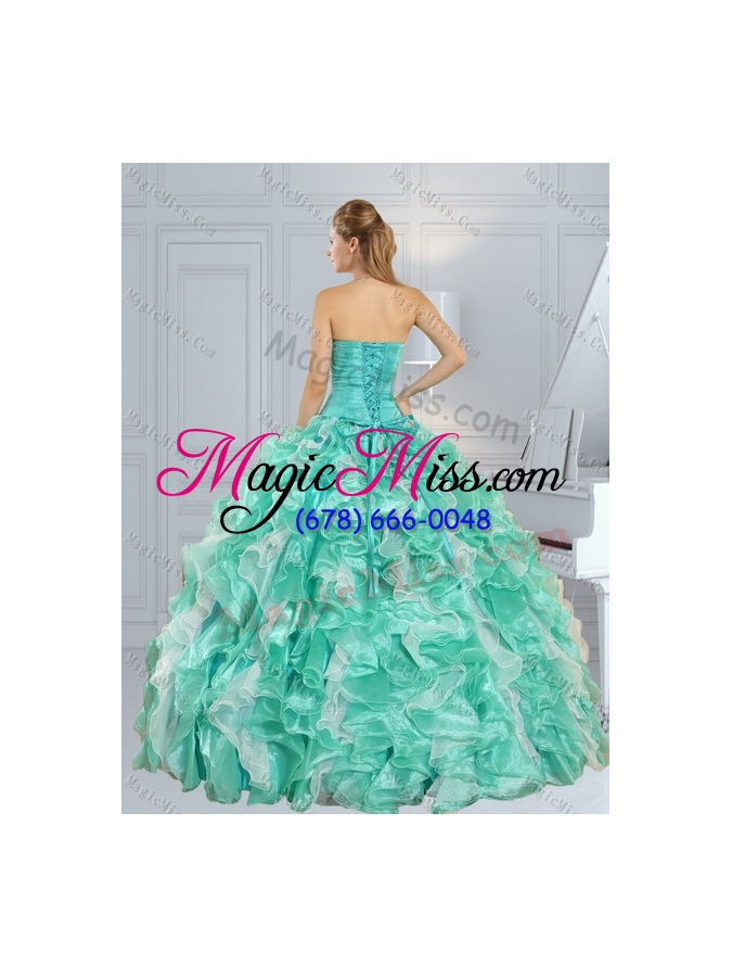 wholesale new style apple green sweetheart 2015 quinceanera dresses with ruffles and beading