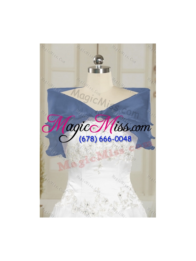 wholesale 2015 new style royal blue quince dresses with beading and ruffles