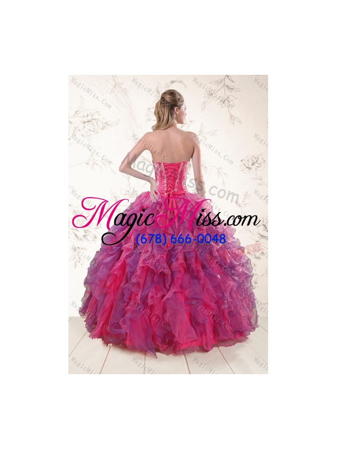 wholesale fashionable multi color ruffles and appliques quince dresses
