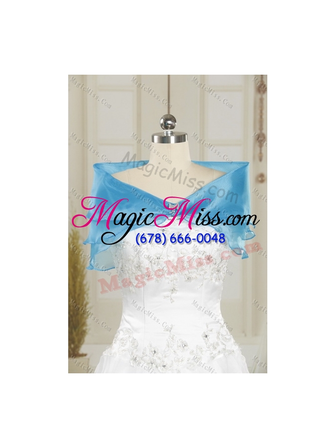 wholesale sophisticated and detachable appliques and ruffles baby blue sweet 15 dresses