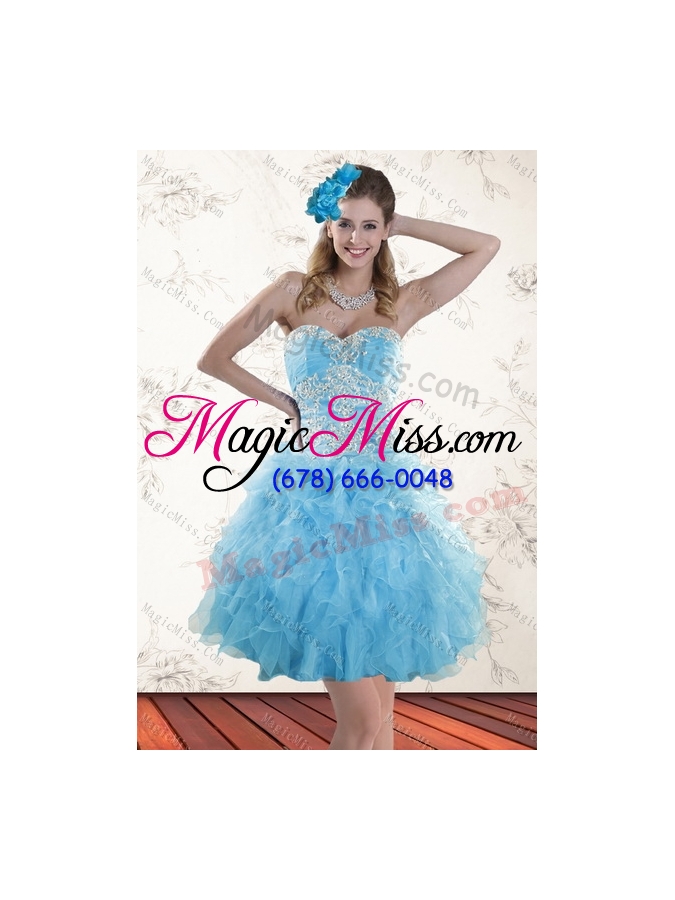 wholesale sophisticated and detachable appliques and ruffles baby blue sweet 15 dresses