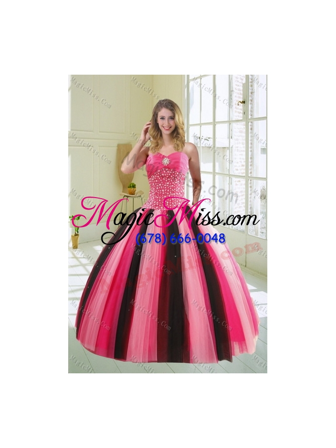 wholesale 2015 feminine beading quince dresses in multi color