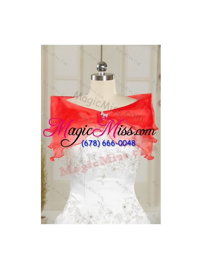 wholesale 2015 perfect red sweet 15 dresses with beading and ruffles