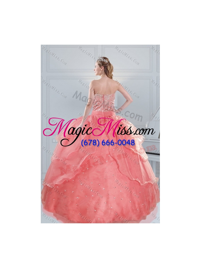 wholesale 2015 fabulous watermelon quinceanera dresses with beading