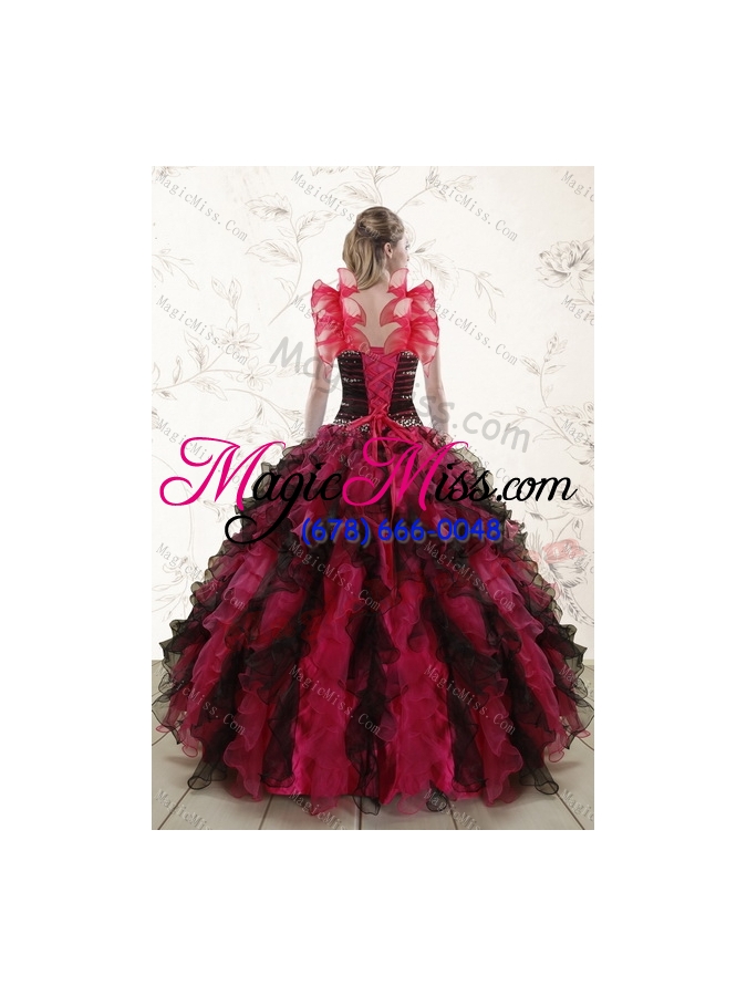 wholesale 2015 the most popular multi color quince dresses with ruffles and beading