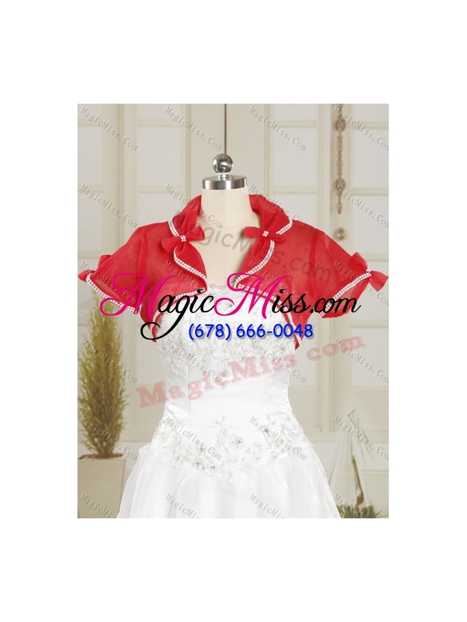 wholesale 2015 new style red quince dresses with beading and ruffles