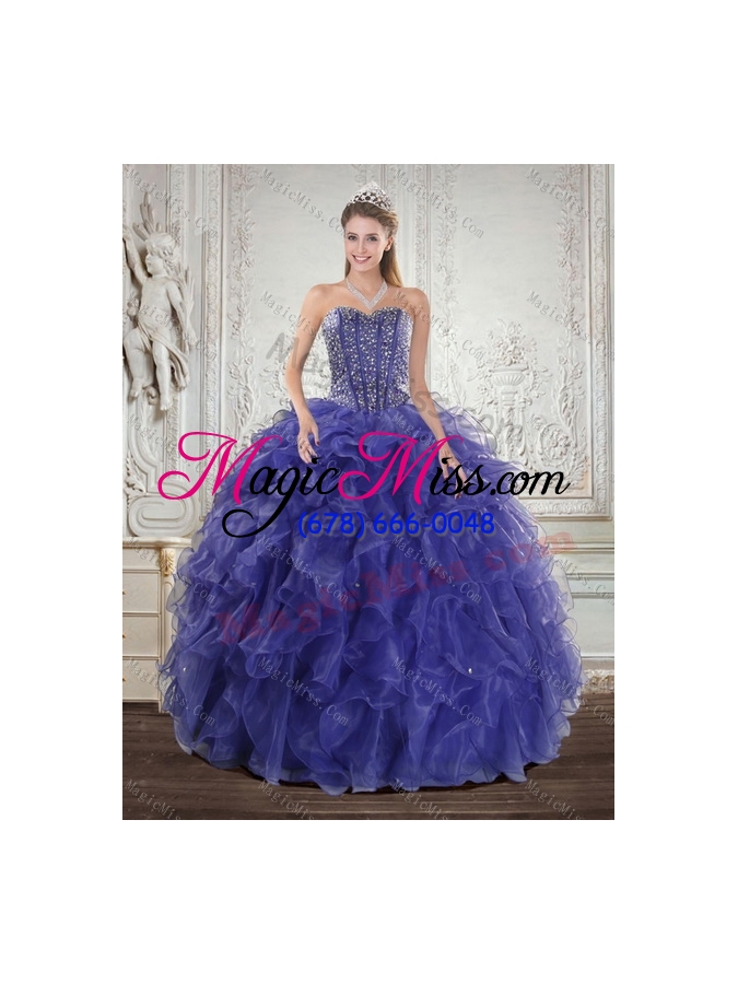 wholesale the super hot beading and ruffles sweet fifteen dressess in royal bule