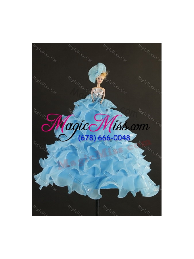 wholesale the super hot beading and ruffles sweet fifteen dressess in royal bule